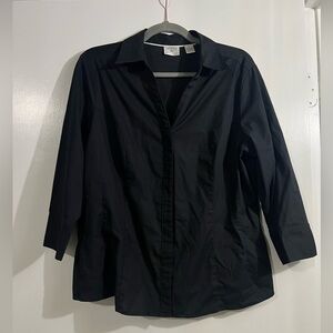 Sleek Black No-Show Button Up Blouse